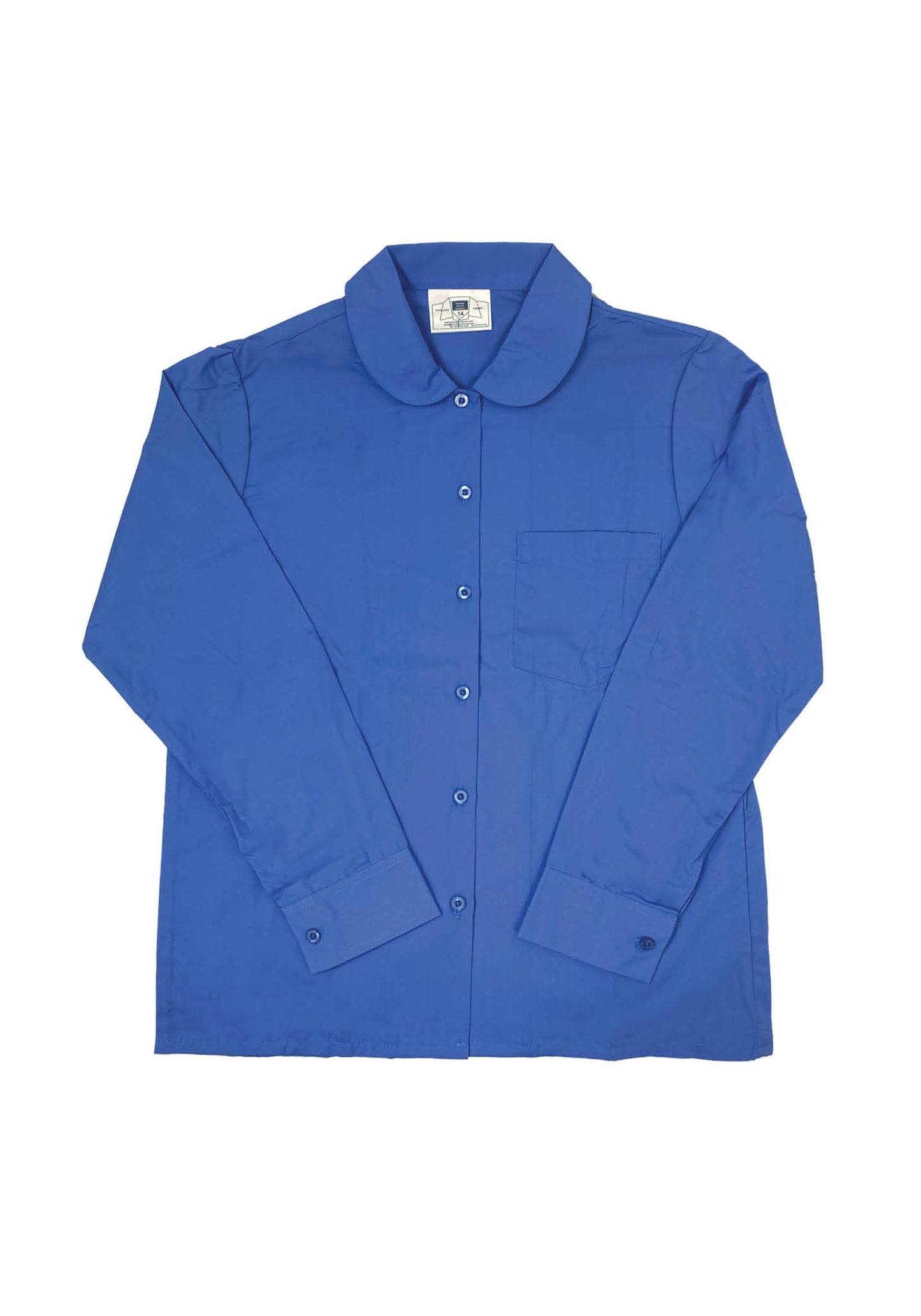Covenant Christian Girls Peter Pan Long Sleeve Shirt Blue